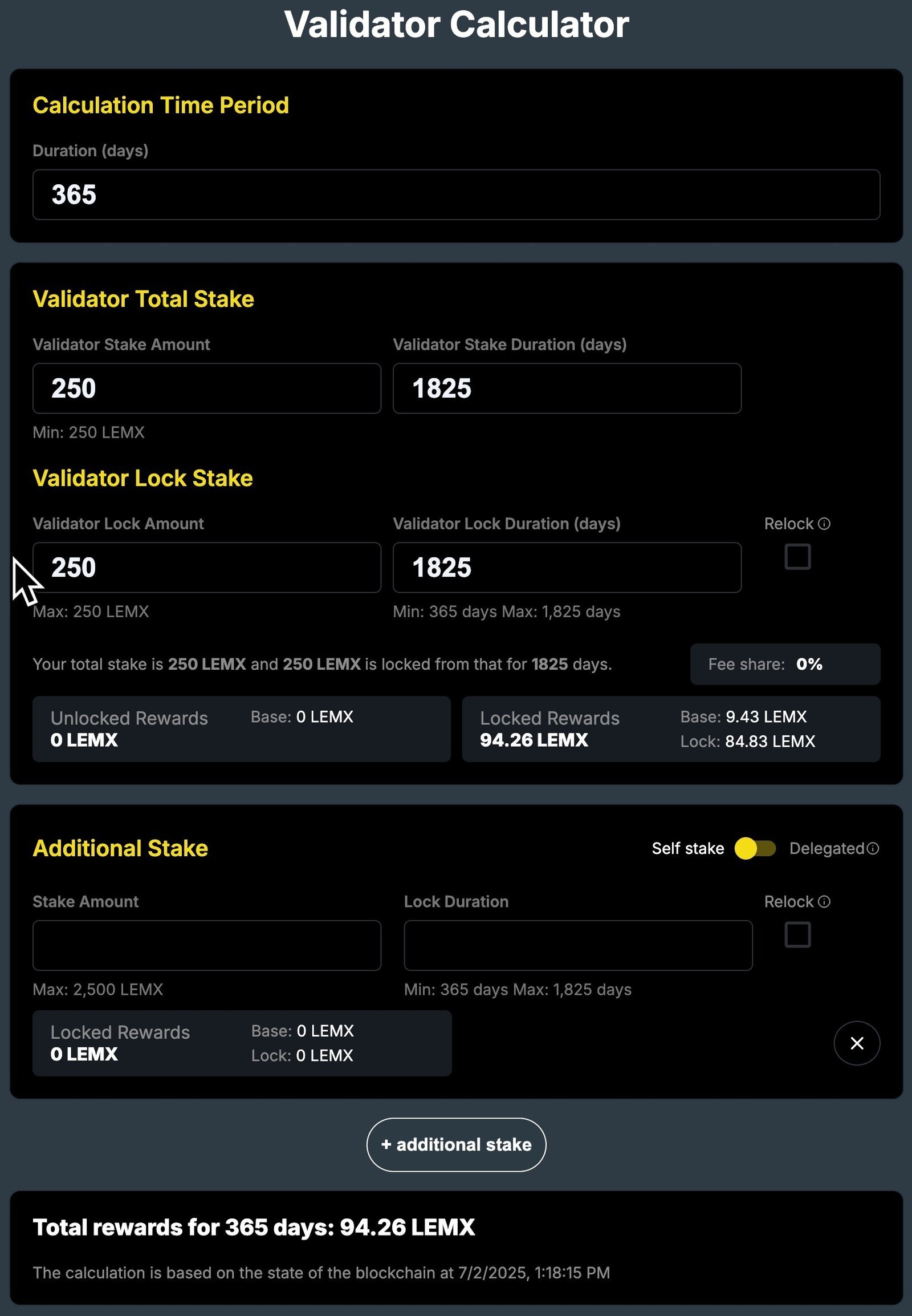 Lemon Validator Calculator